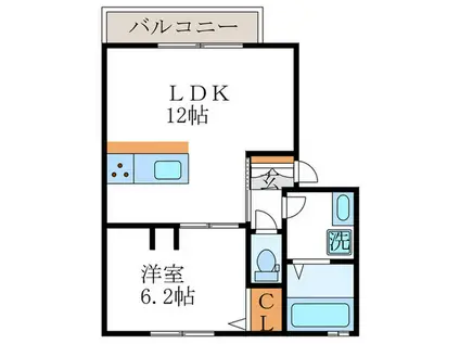 カーサ ヨシ(1LDK/3階)の間取り写真