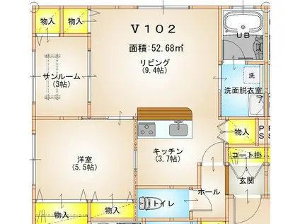 ウインドソングV(1LDK/1階)の間取り写真