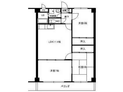 コーポラス元島13(3LDK/2階)の間取り写真