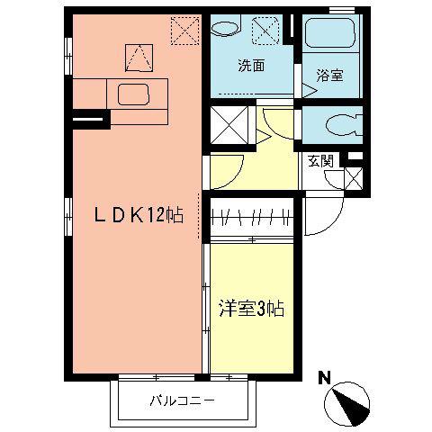 クレールM(1LDK/1階)の間取り写真