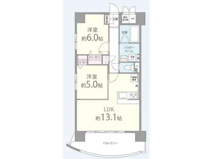 ドゥジーエム京橋(2LDK/10階)の間取り写真