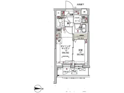 ARCOBALENO HIGASHIMUKOJIMA(1DK/2階)の間取り写真