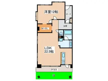 ビジュー鵠沼石上レジデンス(1LDK/1階)の間取り写真