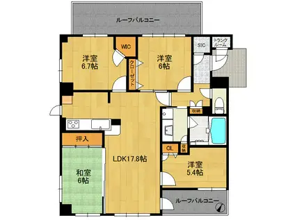 グランディア百道浜通(4LDK/4階)の間取り写真