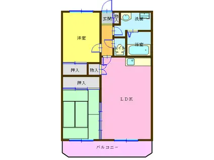 コーポ辻村II(2LDK/3階)の間取り写真