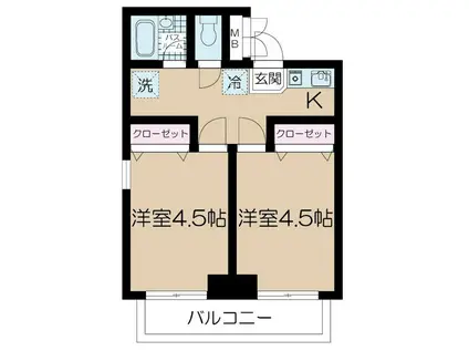 アムール戸山(2K/3階)の間取り写真