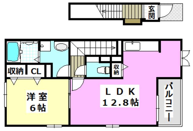 イリーデ摂津(1LDK/2階)の間取り写真
