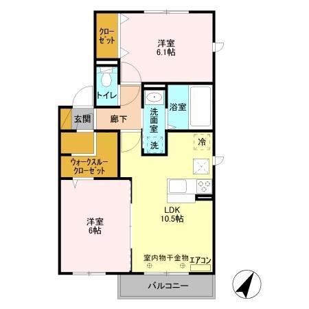 グランヒル(2LDK/1階)の間取り写真