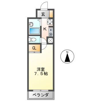 スタンドアップ古市(1K/4階)の間取り写真