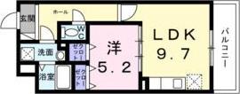ウィングコート天王寺(1LDK/2階)の間取り写真