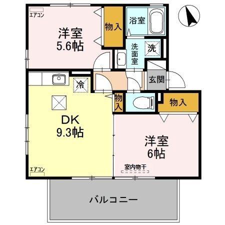 ソラリスA(2DK/1階)の間取り写真