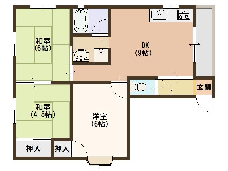 カトレアマンション(3DK/4階)の間取り写真