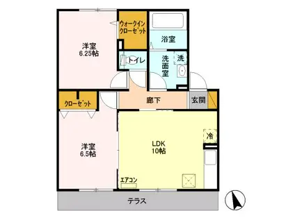シャルマンドミール A棟(2LDK/1階)の間取り写真