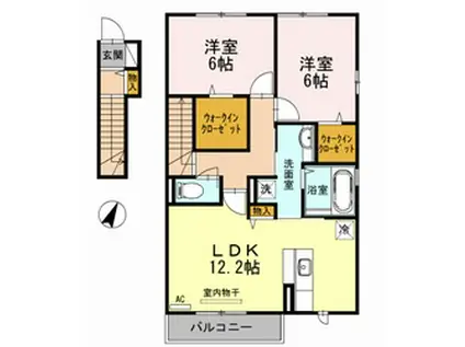 メルヴェーユII(2LDK/2階)の間取り写真