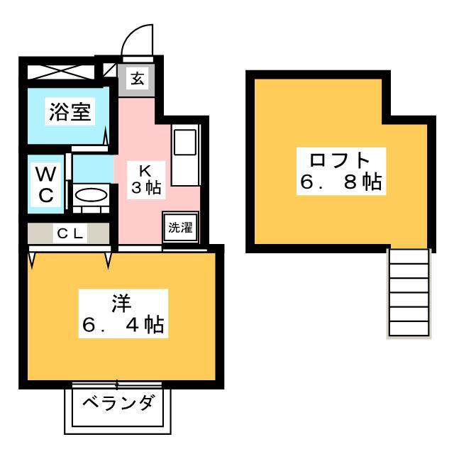 シオンコート(1K/1階)の間取り写真