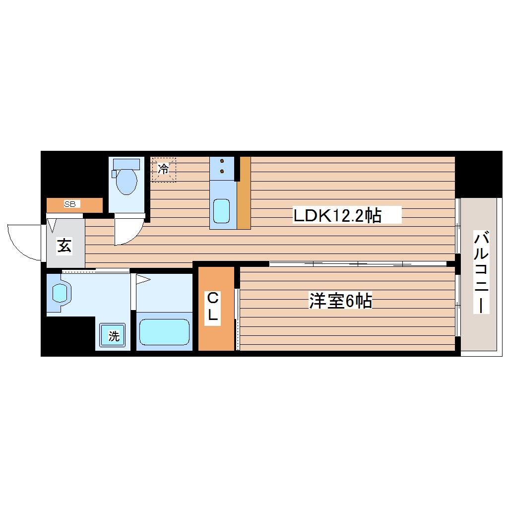 パルメゾン長町(1LDK/7階)の間取り写真