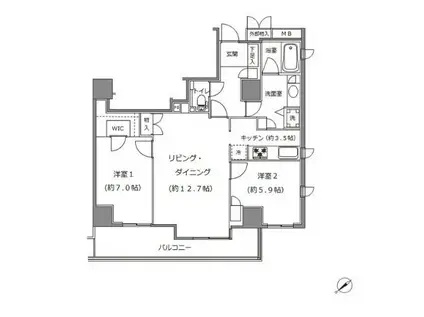 ソプラタワー(2LDK/7階)の間取り写真