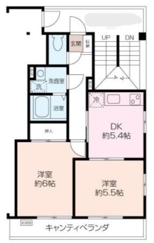 メゾン湘南台(2DK/2階)の間取り写真