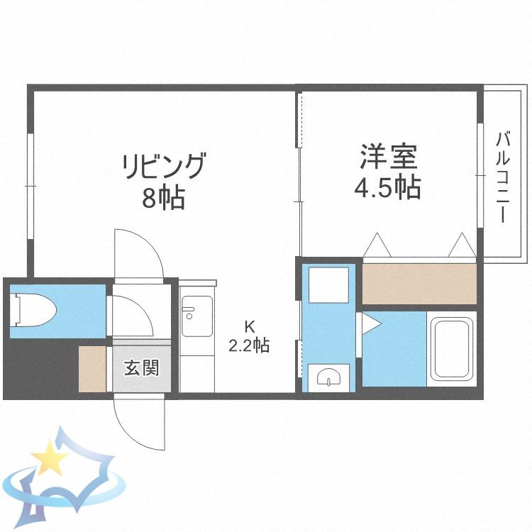 フィオラノセレッソ(1LDK/4階)の間取り写真