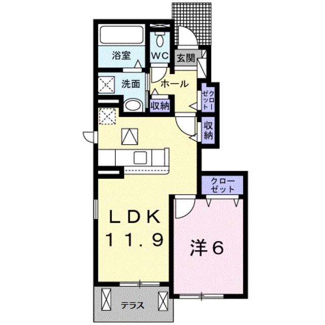 プラシド・ラウレア(1LDK/1階)の間取り写真
