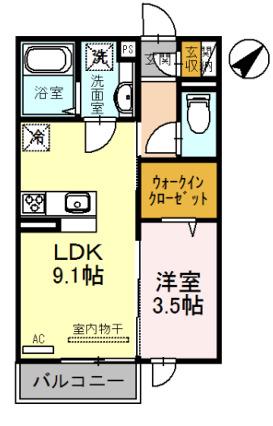 アベニール(1LDK/2階)の間取り写真