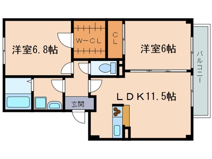 サンスマイル(2LDK/1階)の間取り写真