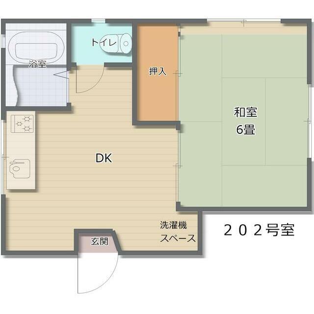矢留荘(1DK/2階)の間取り写真