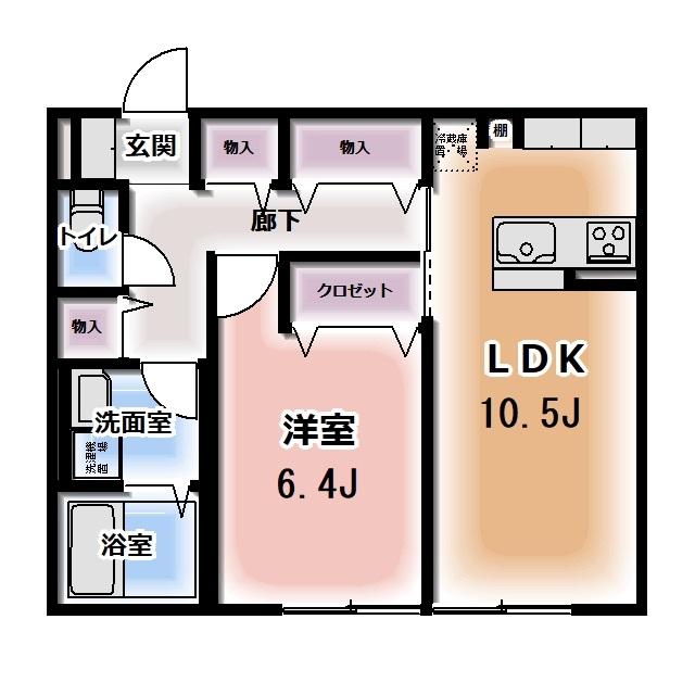 KOMOREBI GARDEN中田本町A(1LDK/1階)の間取り写真