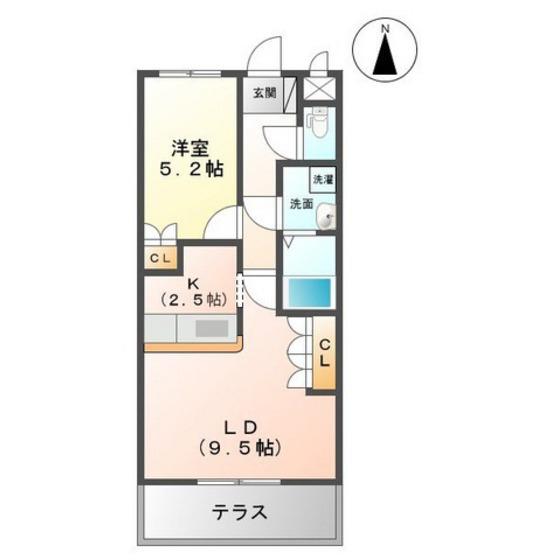 アイディールK(1LDK/1階)の間取り写真