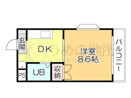 コーポ加月A棟(1DK/3階)の間取り写真