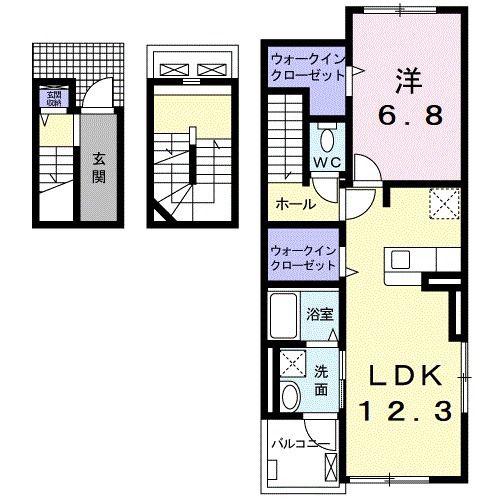 アジュール・ココ(1LDK/3階)の間取り写真