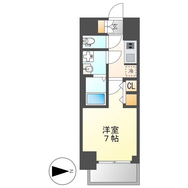 S-RESIDENCE熱田II(1K/7階)の間取り写真
