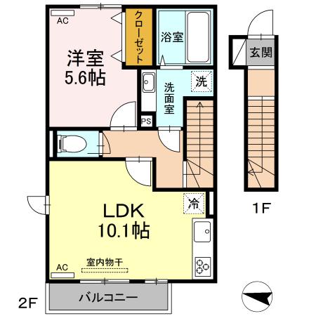 グランフォレMI(1LDK/2階)の間取り写真