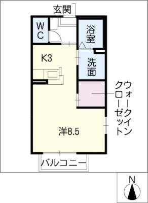 プルミエール(1K/1階)の間取り写真