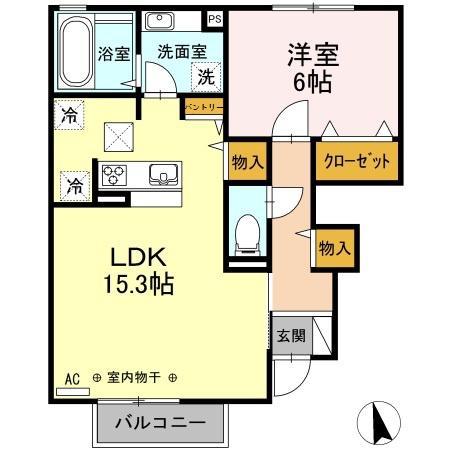 ダイヤモンドミスト(1LDK/1階)の間取り写真