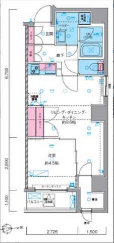 GENOVIA南千住VII(1LDK/7階)の間取り写真