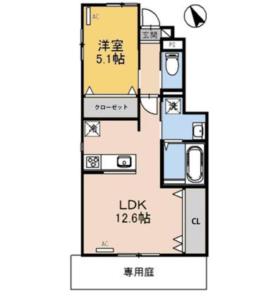 フェリックス(1LDK/1階)の間取り写真