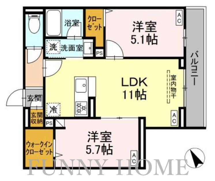 セレスティア桜上水(2LDK/3階)の間取り写真