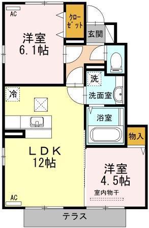 セゾン静(2LDK/1階)の間取り写真