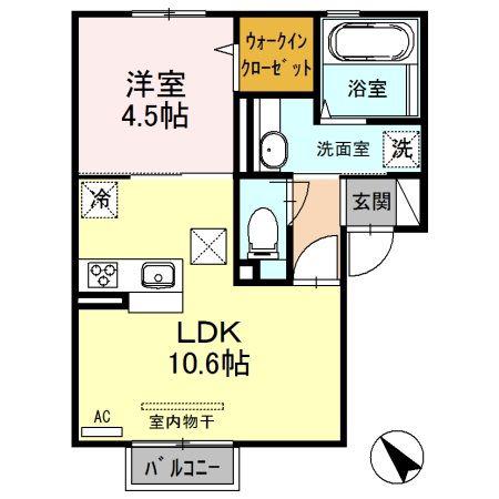 ジュピター(1LDK/1階)の間取り写真