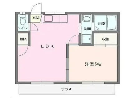 茅ヶ崎トラッドA(1LDK/1階)の間取り写真