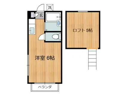 メープルクレスタ(ワンルーム/2階)の間取り写真