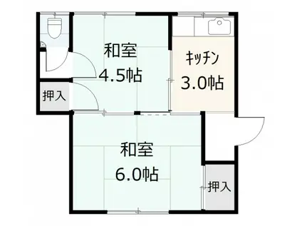 ＪＲ呉線 吉浦駅 徒歩11分 2階建 築58年(2K/1階)の間取り写真