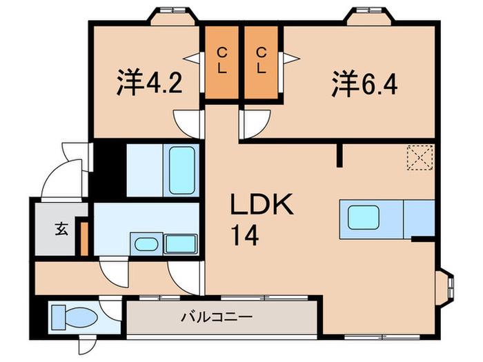 ヒルサイドテラス(2LDK/3階)の間取り写真