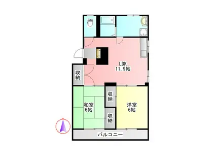 KSマンション(2LDK/2階)の間取り写真