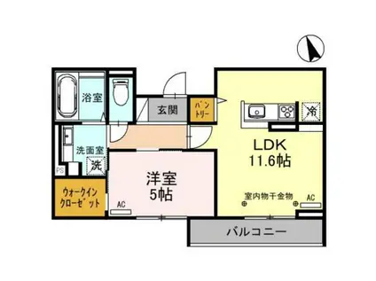 ルミナス掛尾町(1LDK/2階)の間取り写真