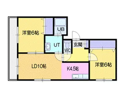 ノースメイプル(2LDK/4階)の間取り写真