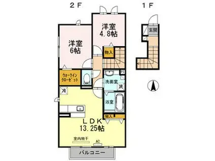 PIACERE(2LDK/2階)の間取り写真