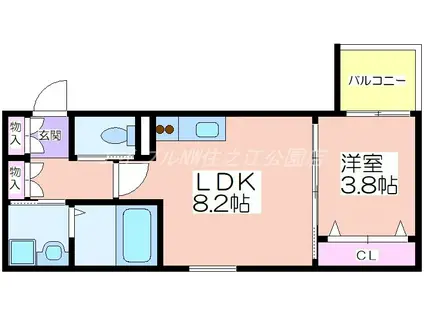 WIN玉出II(1LDK/1階)の間取り写真