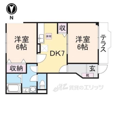 ヴィラーゼン(2DK/1階)の間取り写真